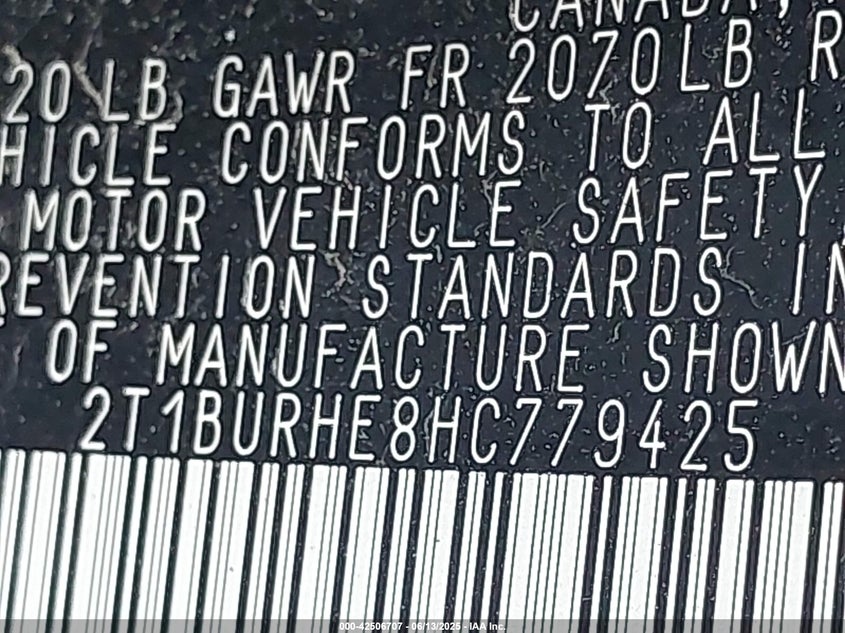 2017 TOYOTA COROLLA LE - 2T1BURHE8HC779425