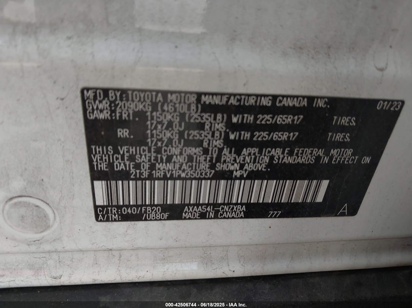 2023 TOYOTA RAV4 LE - 2T3F1RFV1PW350337