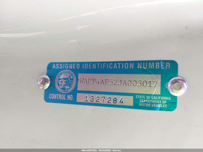 2018 Audi S5 3.0T Premium Plus VIN: WAUP4AF52JA003017 Lot: 42507022