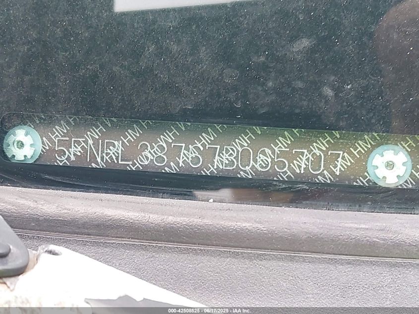 2007 Honda Odyssey Ex-L VIN: 5FNRL38767B065707 Lot: 42508525