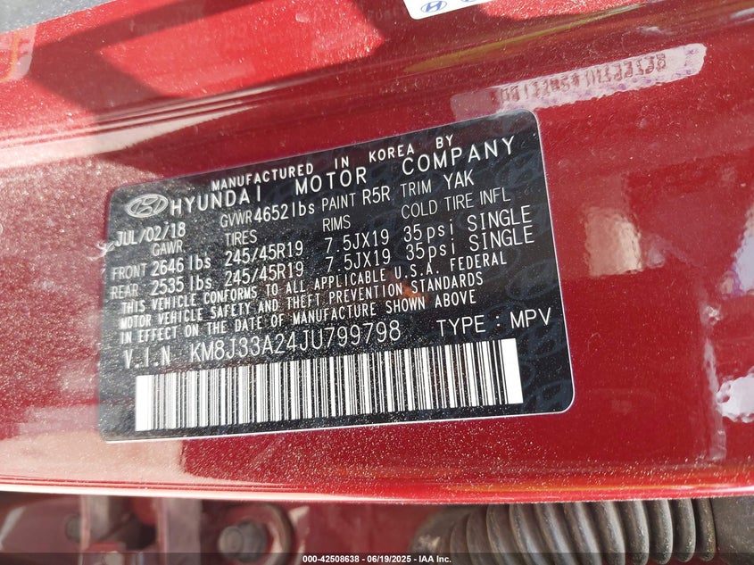 2018 HYUNDAI TUCSON LIMITED - KM8J33A24JU799798