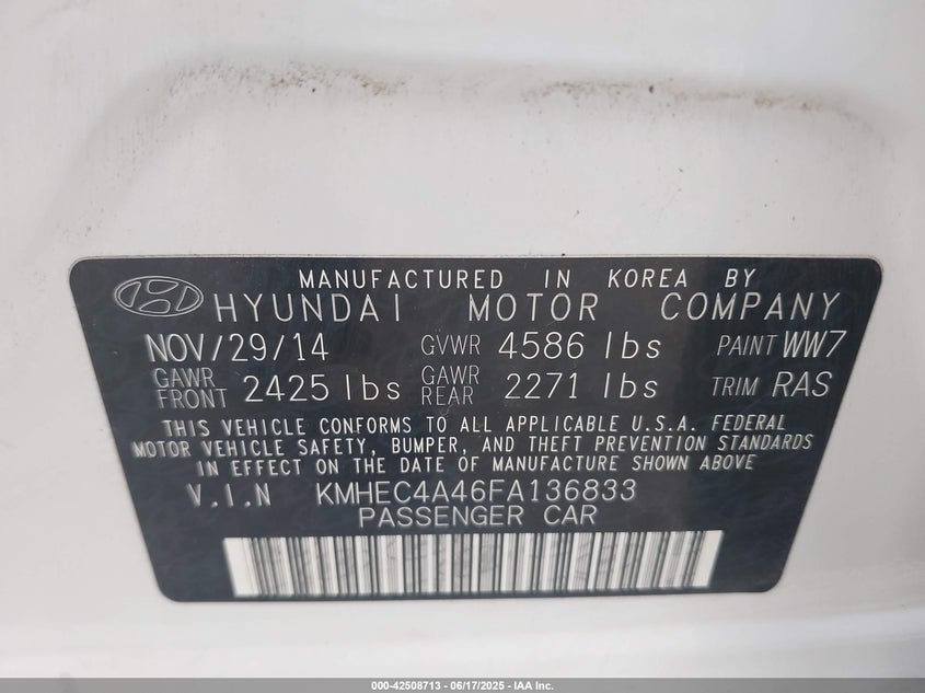 2015 HYUNDAI SONATA HYBRID LIMITED - KMHEC4A46FA136833