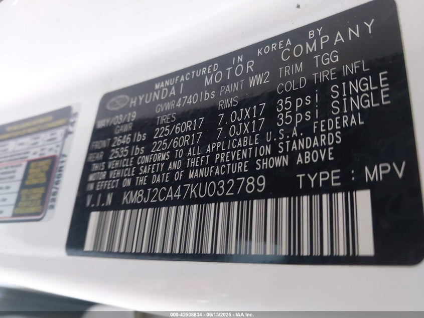 2019 HYUNDAI TUCSON SE - KM8J2CA47KU032789