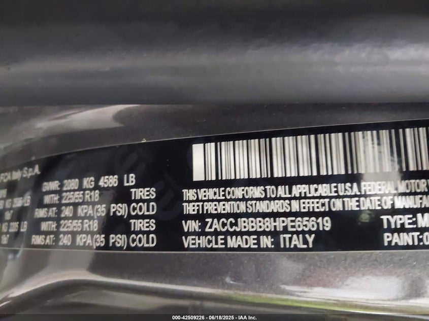 2017 JEEP RENEGADE ALTITUDE 4X4 - ZACCJBBB8HPE65619