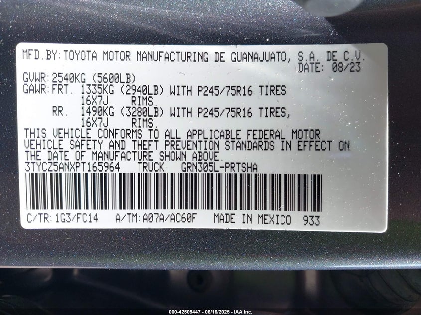 2023 TOYOTA TACOMA SR5 V6 - 3TYCZ5ANXPT165964