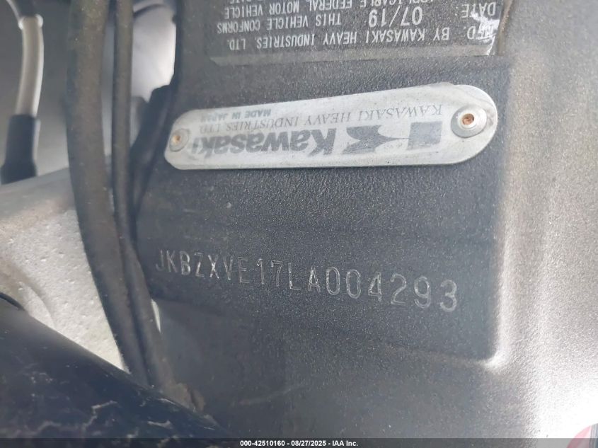 2020 Kawasaki Zx1002 VIN: JKBZXVE17LA004293 Lot: 42510160
