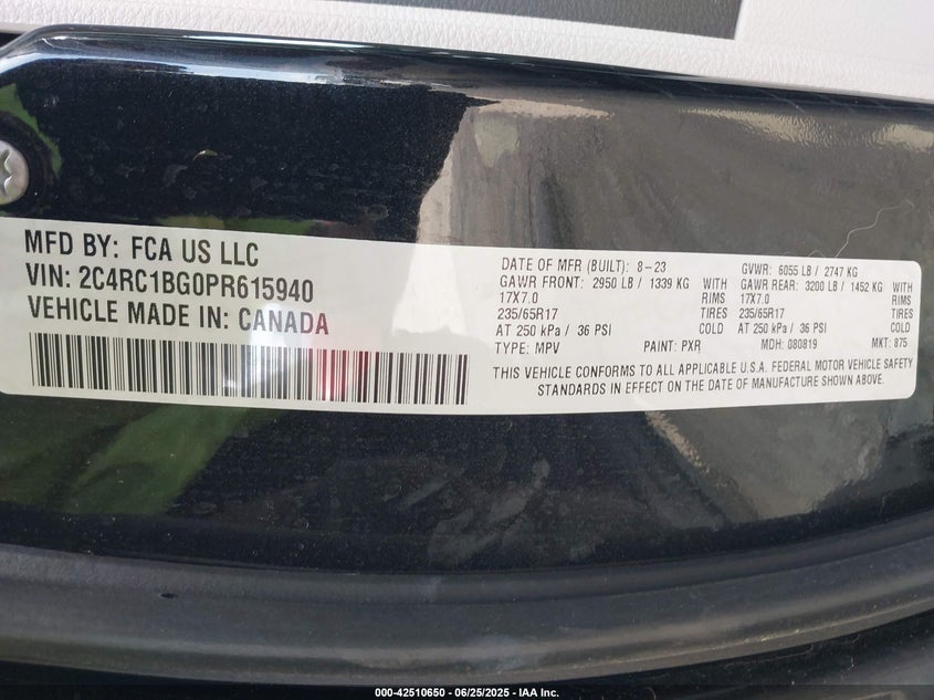 2023 CHRYSLER PACIFICA TOURING L - 2C4RC1BG0PR615940