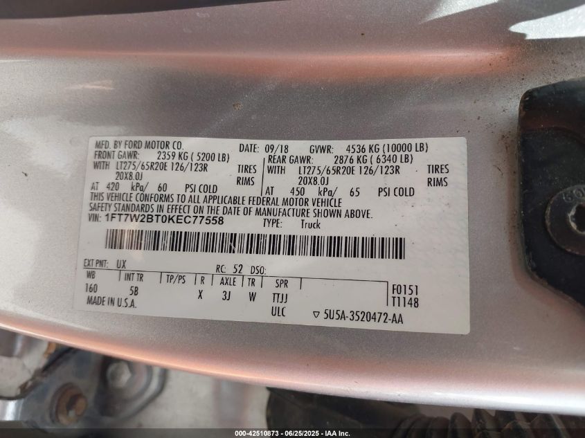 2019 Ford F-250 - 1FT7W2BT0KEC77558