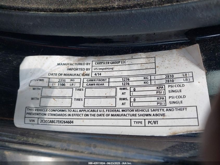 2014 Chrysler 300 S VIN: 2C3CCABG7EH264604 Lot: 42511524