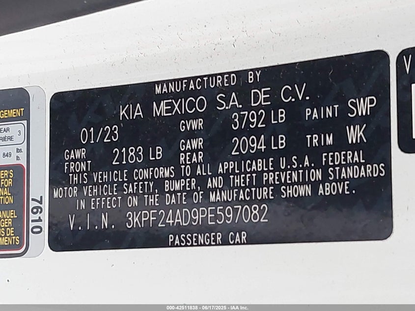 2023 KIA FORTE LXS - 3KPF24AD9PE597082