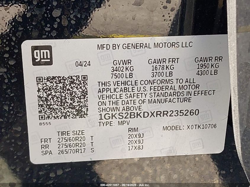 2024 GMC Yukon - 1GKS2BKDXRR235260