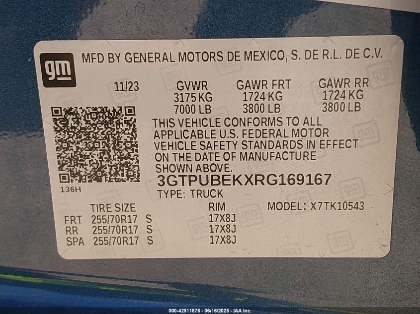 2024 GMC Sierra 1500 - 3GTPUBEKXRG169167