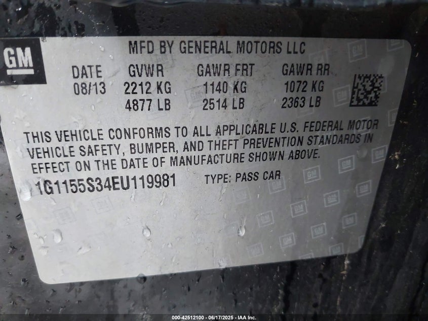 2014 CHEVROLET IMPALA 2LZ - 1G1155S34EU119981