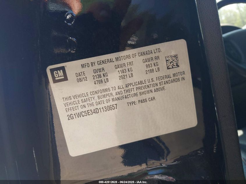 2013 Chevrolet Impala Ltz VIN: 2G1WC5E34D1130657 Lot: 42512628