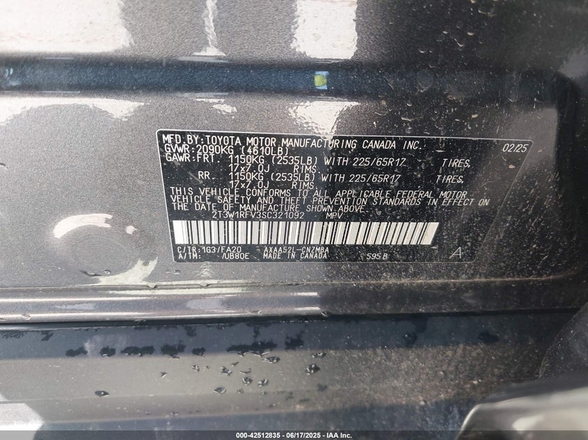 2025 TOYOTA RAV4 XLE - 2T3W1RFV3SC321092