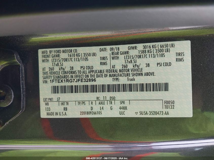 2018 Ford F-150 - 1FTEX1RG7JFE32896