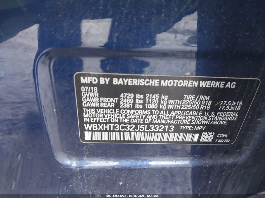 2018 BMW X1 VIN: WBXHT3C32J5L33213