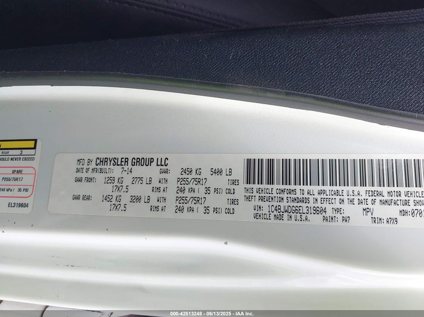 2014 Jeep Wrangler Unlimited Sport VIN: 1C4BJWDG6EL319604 Lot: 42513248