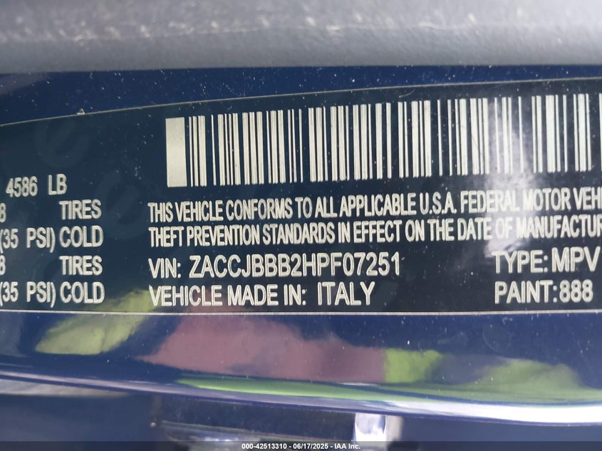 2017 JEEP RENEGADE ALTITUDE 4X4 - ZACCJBBB2HPF07251