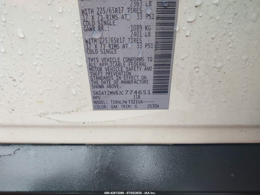 2018 NISSAN ROGUE S - 5N1AT2MV6JC774651