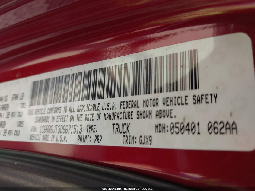 2013 RAM 1500 LARAMIE - 1C6RR6JT3DS671513