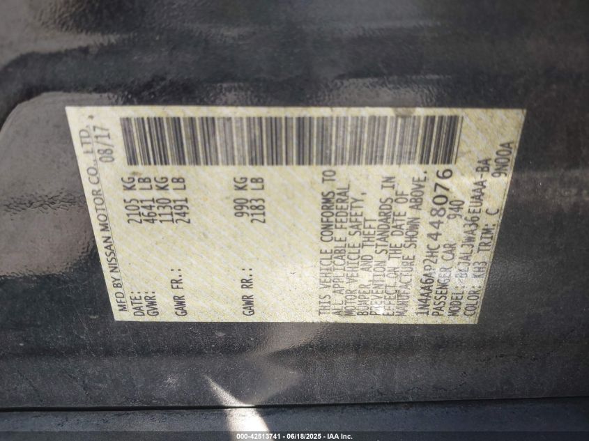 2017 NISSAN MAXIMA 3.5 SV - 1N4AA6AP2HC448076