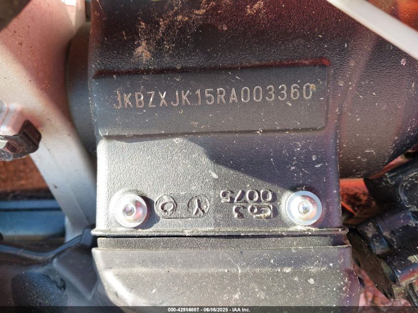 2024 Kawasaki Zx636 K VIN: JKBZXJK15RA003360 Lot: 42514807