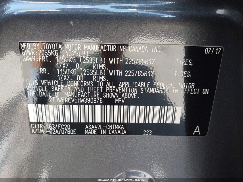 2017 TOYOTA RAV4 XLE - 2T3WFREV5HW390876