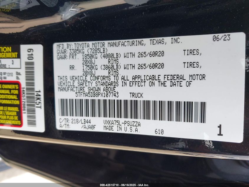 2023 Toyota Tundra - 5TFMA5DB8PX107743