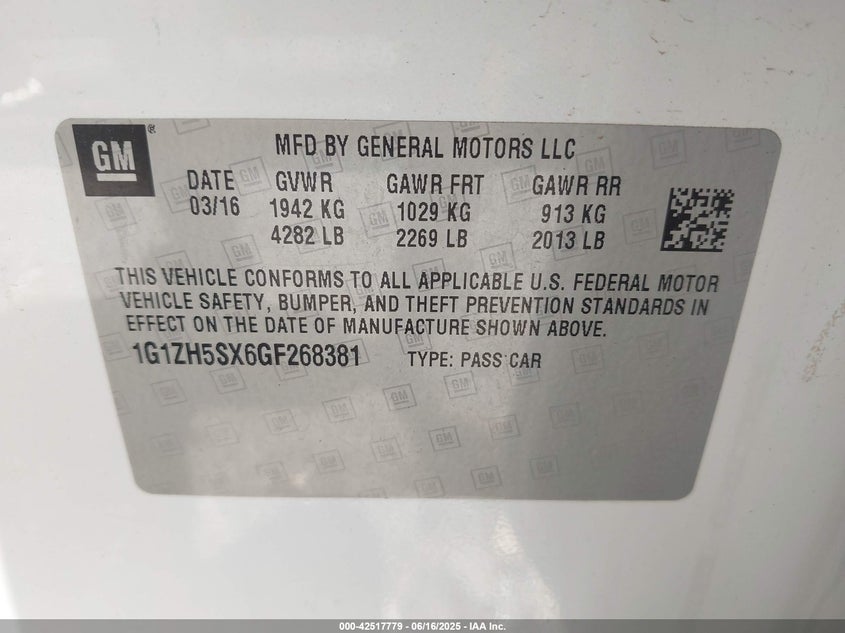 2016 CHEVROLET MALIBU PREMIER - 1G1ZH5SX6GF268381