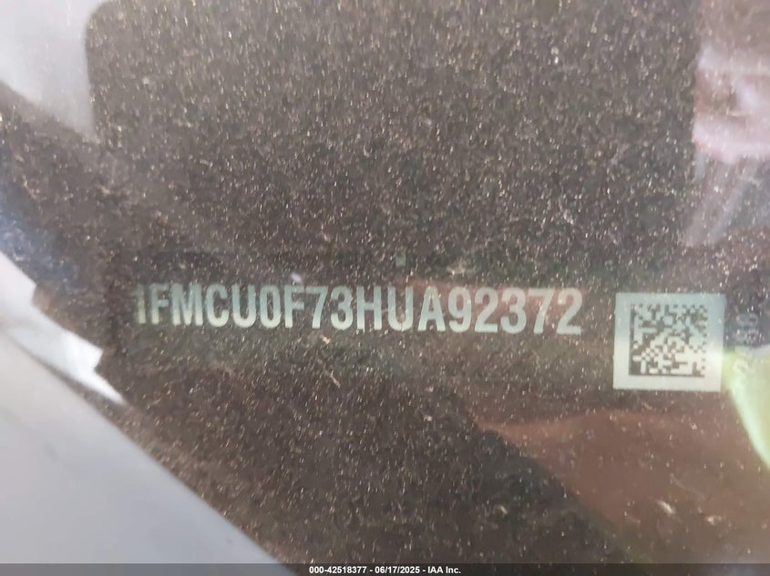 2017 FORD ESCAPE VIN: 1FMCU0F73HUA92372