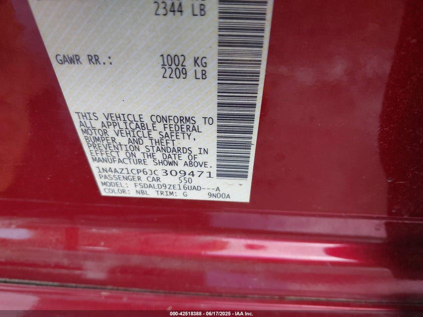 2018 NISSAN LEAF SV - 1N4AZ1CP6JC309471