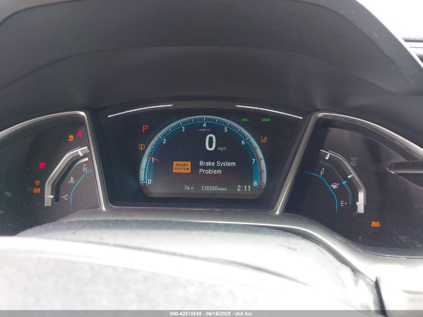 2017 Honda Civic Touring VIN: 19XFC1F95HEO12483 Lot: 42518549