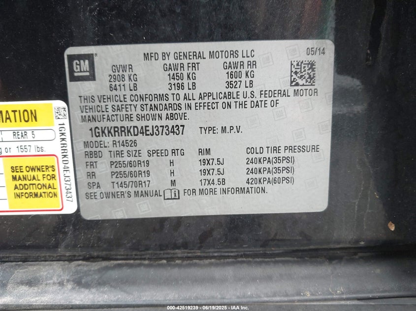 2014 GMC ACADIA SLT-1 - 1GKKRRKD4EJ373437