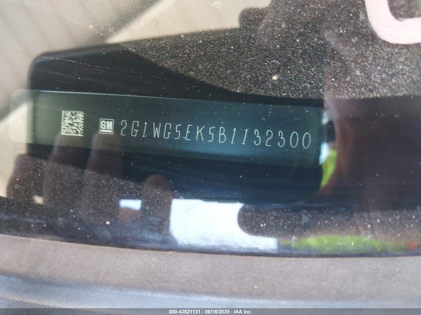 2011 CHEVROLET IMPALA VIN: 2G1WG5EK5B1132300