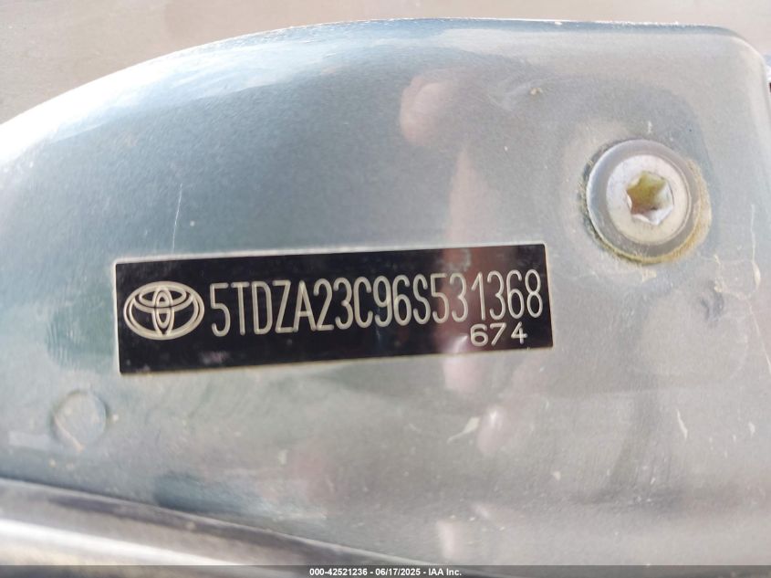 2006 Toyota Sienna Ce VIN: 5TDZA23C96S531368 Lot: 42521236