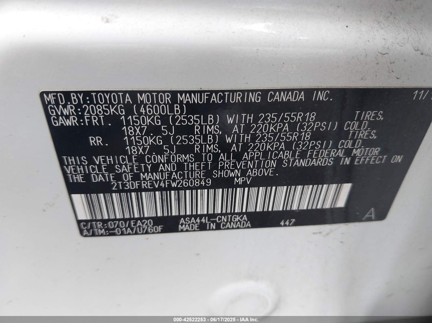 2015 TOYOTA RAV4 LIMITED - 2T3DFREV4FW260849