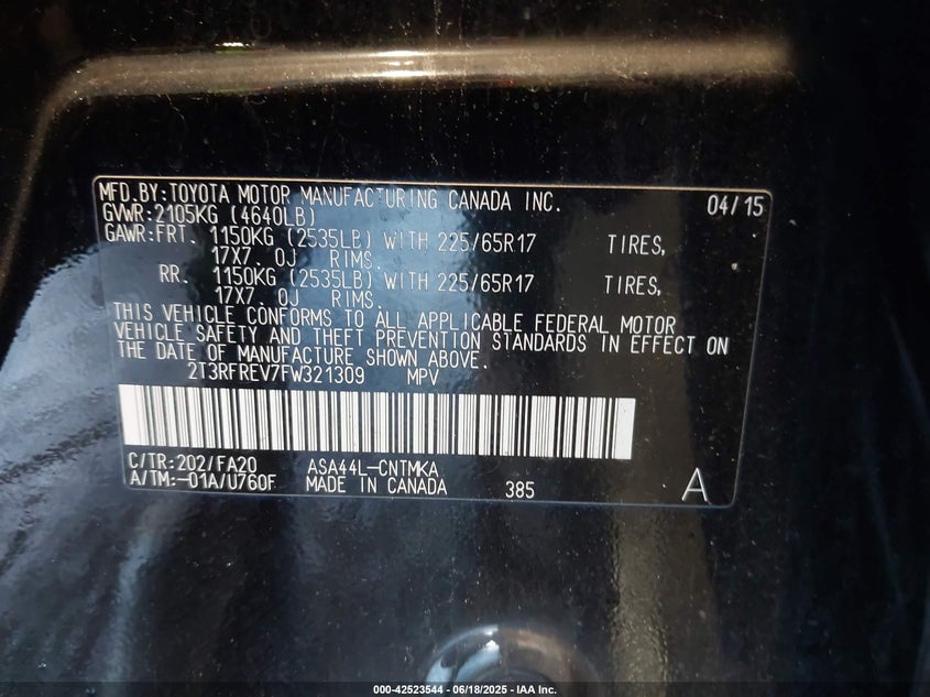 2015 TOYOTA RAV4 XLE - 2T3RFREV7FW321309