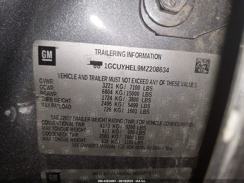 2021 CHEVROLET SILVERADO 1500 4WD  SHORT BED HIGH COUNTRY - 1GCUYHEL9MZ208634