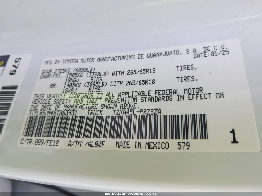 2025 Toyota Tacoma - 3TYLB5JN4ST063931