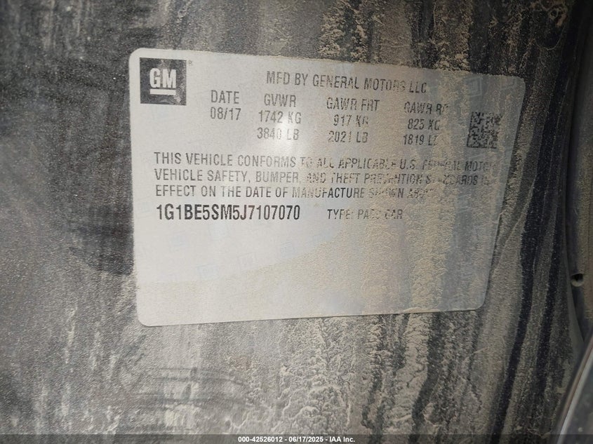 2018 CHEVROLET CRUZE LT AUTO - 1G1BE5SM5J7107070