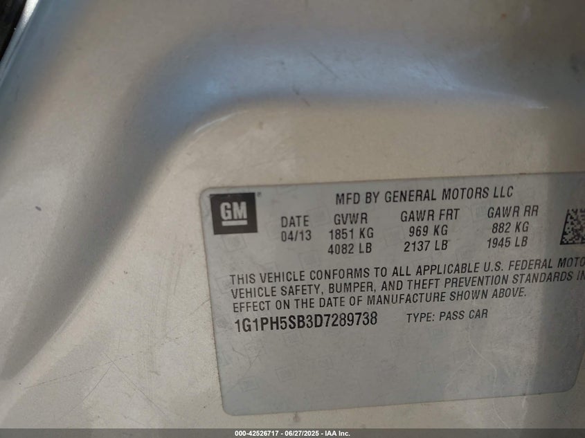 2013 CHEVROLET CRUZE ECO AUTO - 1G1PH5SB3D7289738