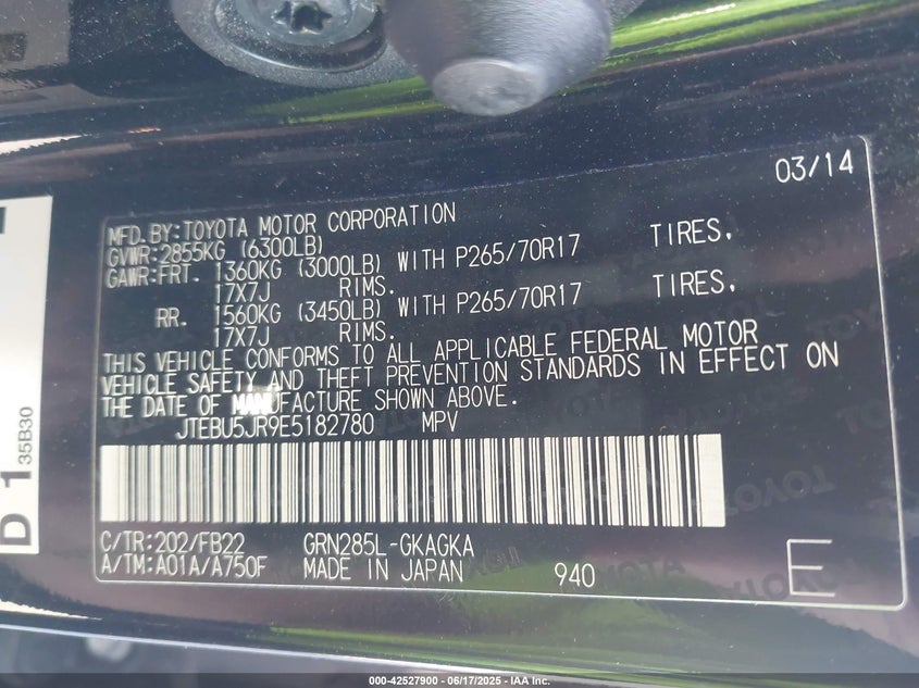 2014 TOYOTA 4RUNNER SR5 - JTEBU5JR9E5182780