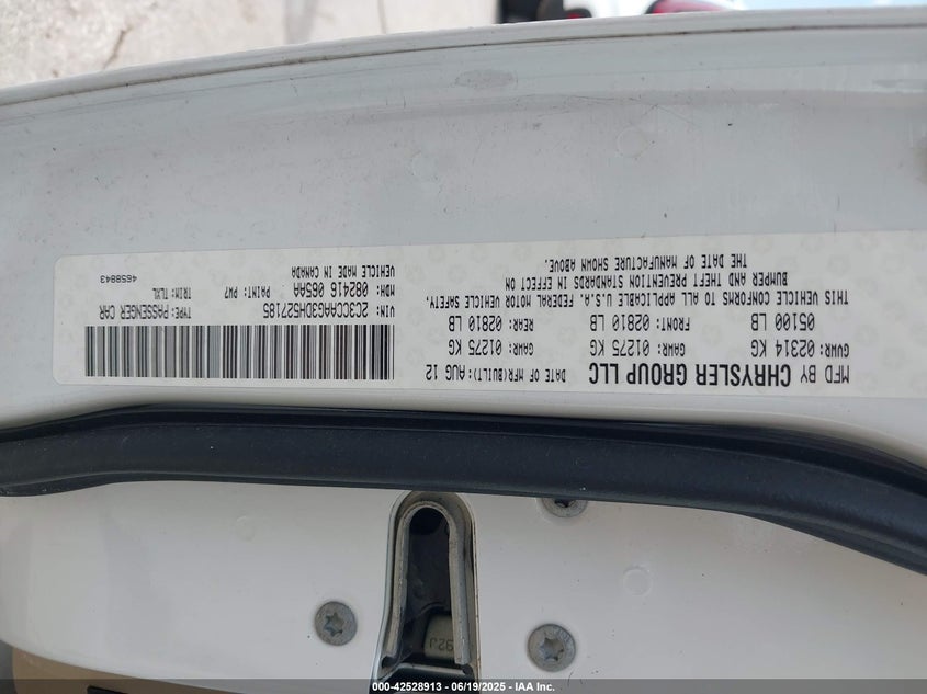 2013 CHRYSLER 300 VIN: 2C3CCAAG3DH527185