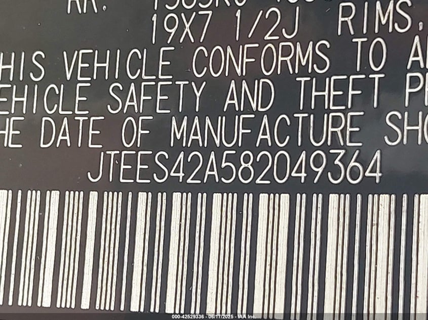 2008 Toyota Highlander Limited VIN: JTEES42A582049364 Lot: 42529336