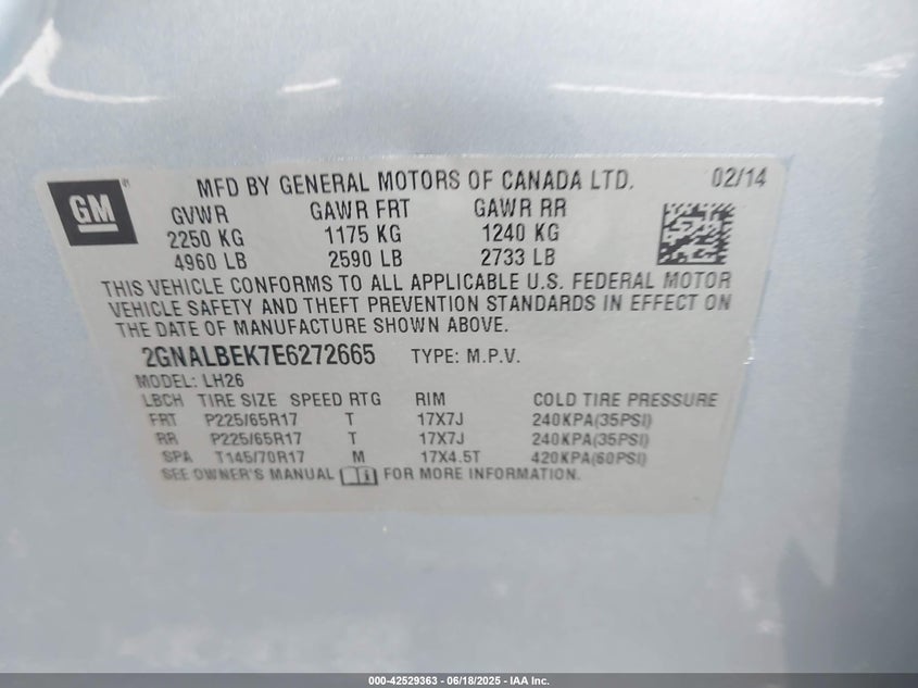 2014 CHEVROLET EQUINOX 1LT - 2GNALBEK7E6272665