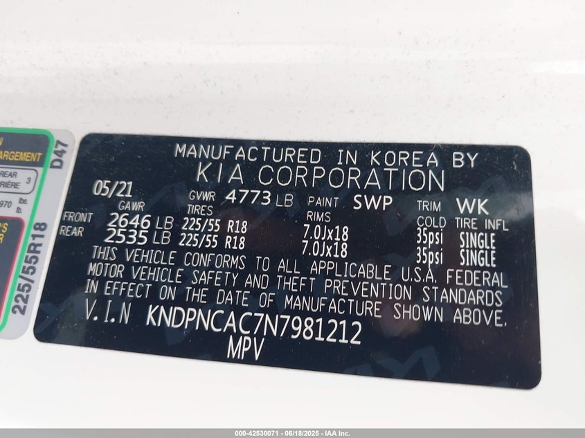 VIN KNDPNCAC7N7981212 2022 KIA SPORTAGE EX