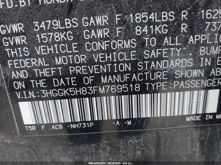 2015 HONDA FIT EX/EX-L - 3HGGK5H83FM769518