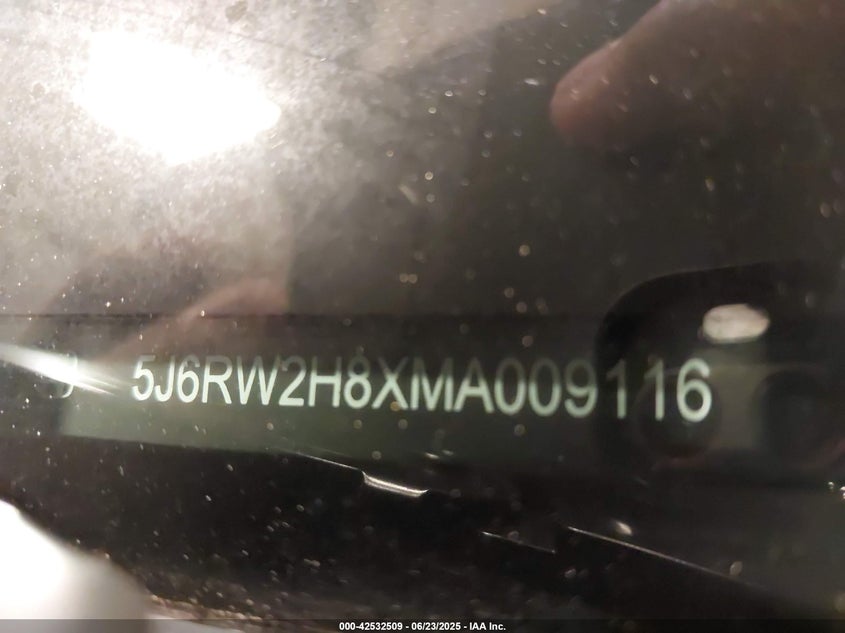 VIN 5J6RW2H8XMA009116 2021 HONDA CR-V AWD EX-L