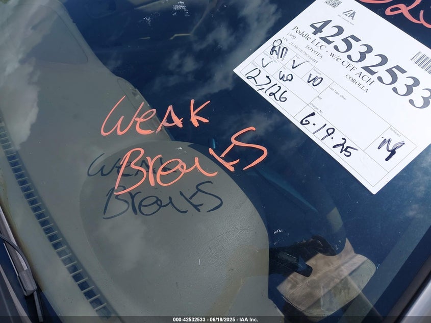 1999 Toyota Corolla Le VIN: 2T1BR12E7XC150944 Lot: 42532533